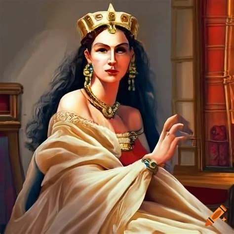 Queen Jezebel of Israel in historical 9th-century attire by palace ...