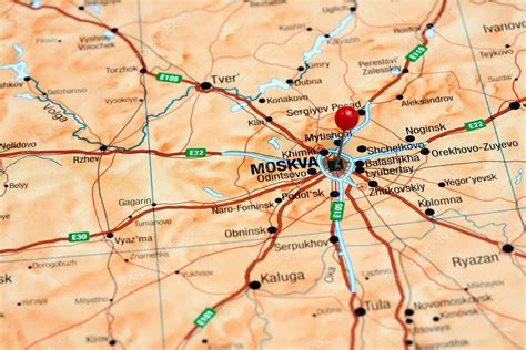Moscow pinned on a map of europe — Stock Photo © dk_photos #59424683