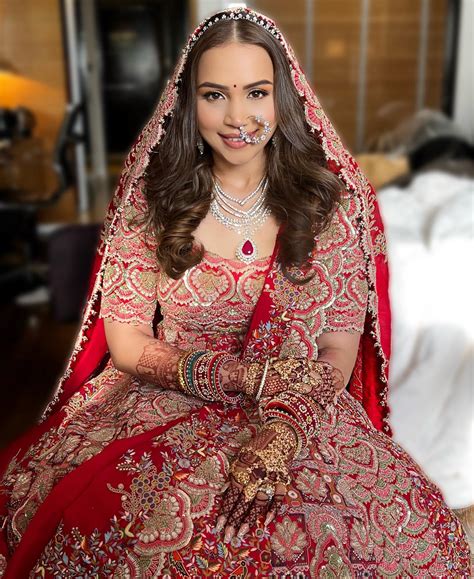 Anamika Khanna Bride Donned Red Embroidered Lehenga, Styled It With A