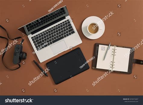 top view designer desk images stock   objects