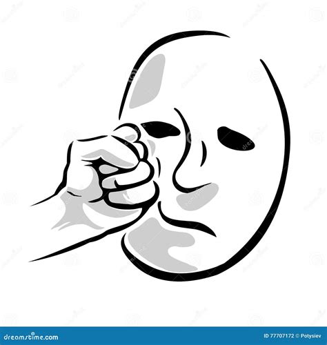 Face Punch. Human Hand with a Clenched Fist. Vector Black and Gray