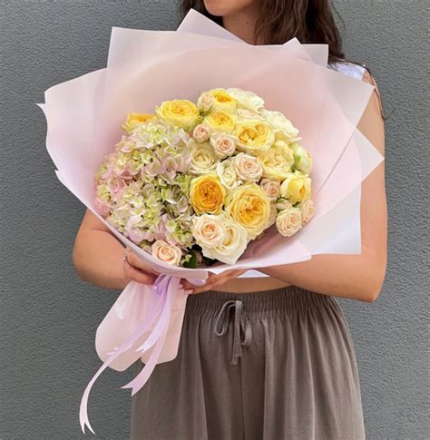 Гортензия, Кустовая роза, Роза Эдельвейс, цвет разноцветный, 16 шт ...