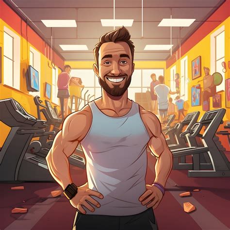 Free AI Image | Fit cartoon character training