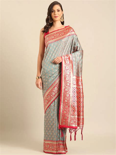 Banarasi Silk Saree For Women's With Attractive Border And Designer ...
