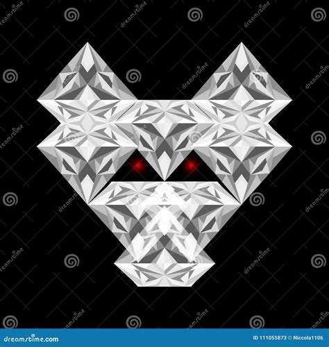 Head of the Diamond Fox stock vector. Illustration of dark - 111055873
