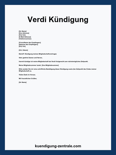 Verdi Kündigung Vorlage - PDF