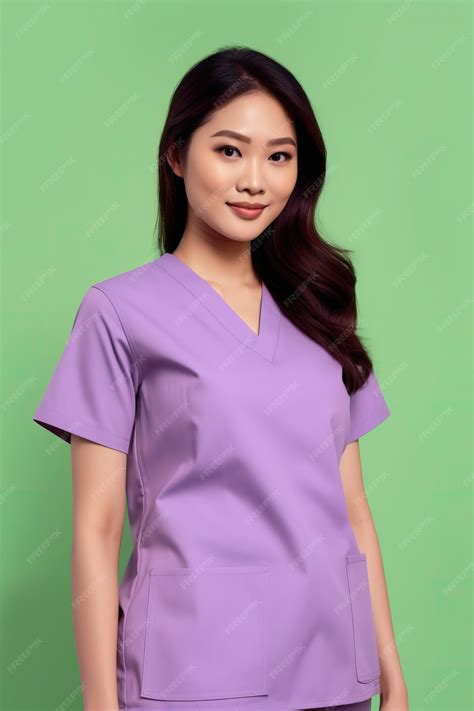 Premium AI Image | beautiful smiling female asian nurse wearing white scrub