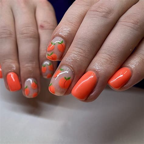 peach nail art design 6