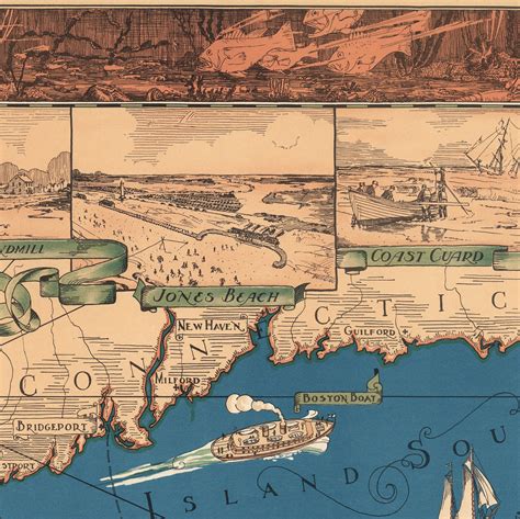 Map of Long Island Classic Pictorial Historic Map 1933. | Etsy