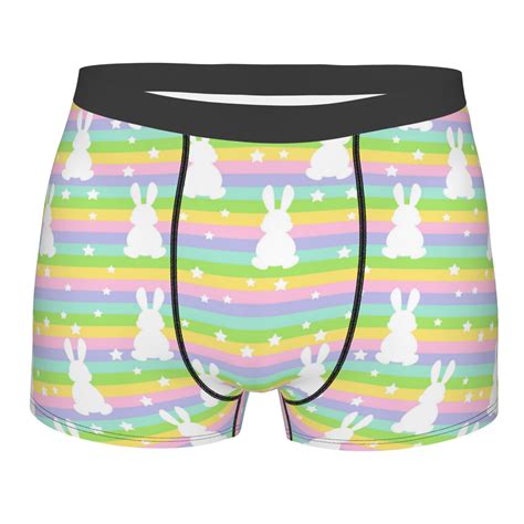 Balery Rainbow Rabbit Men's Boxer Briefs, Soft and Breathable Cotton