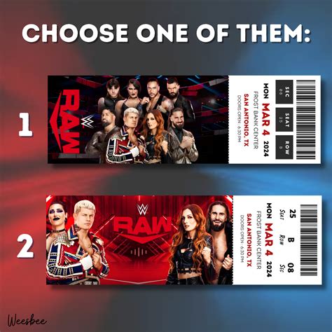 Printable WWE Ticket, RAW Ticket, Smackdown Ticket, 2024 Wrestling Show
