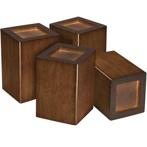 Sopicoz Wood Bed Risers Set of 4, Square Furniture Risers, 4 inch Couch