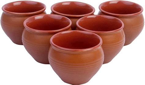 buy crocera  useable kulhad cups set   pcsbrownceramic