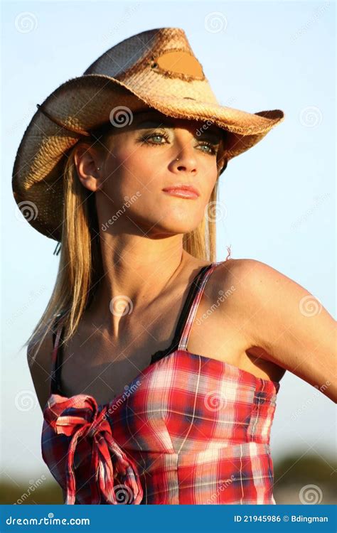 beautiful cowgirl  hat portrait royalty  stock image