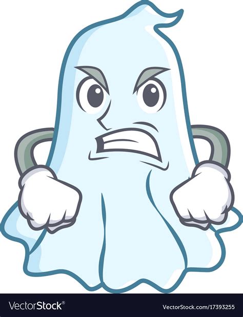 angry cute ghost character cartoon royalty  vector image