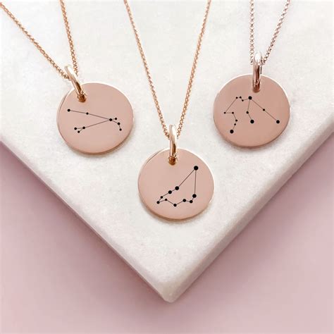 Rose Gold Vermeil Engraved Zodiac Constellation Necklace - The Perfect