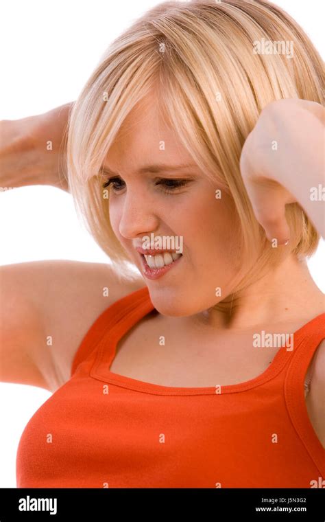 woman  strenuous face stock photo alamy