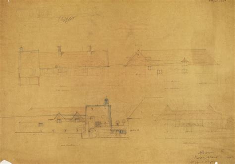 Design for additions to Brede House, Brede, Sussex: sketched elevations ...