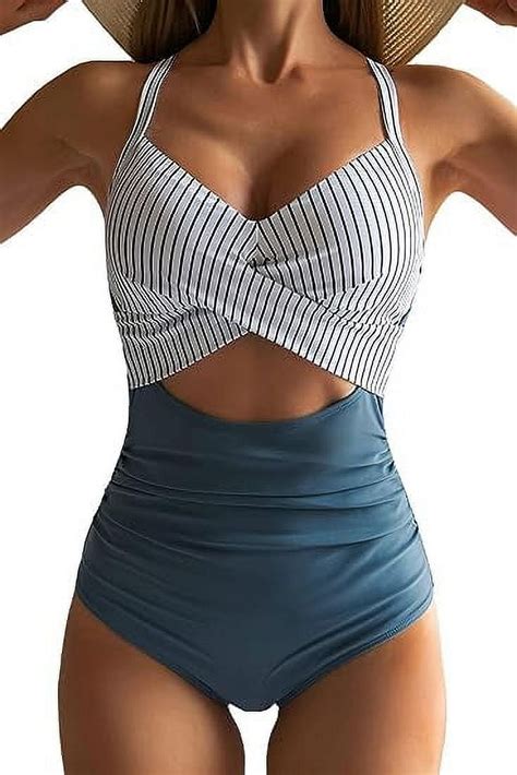 Gopink Women's High Waisted One-Piece Swimsuit, Tummy Control, Cutout