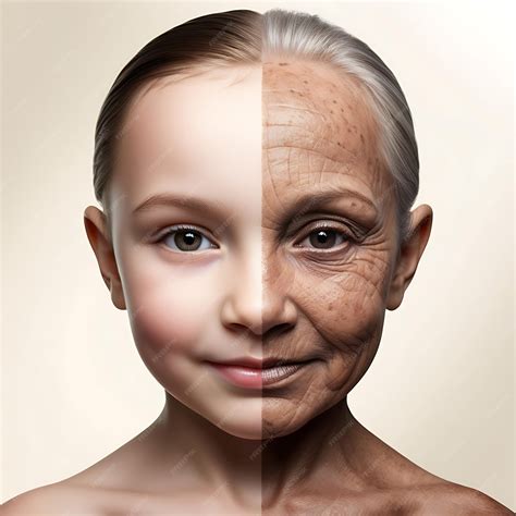 Womans Face Showing a Comparison Between Youthful Skin and Aged Skin
