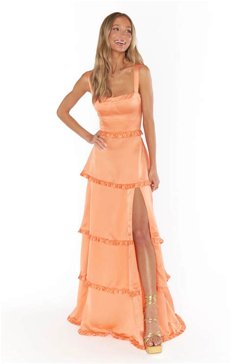 Lady Corset Dress ~ Cantaloupe Luxe Satin | Cute prom dresses, Backless