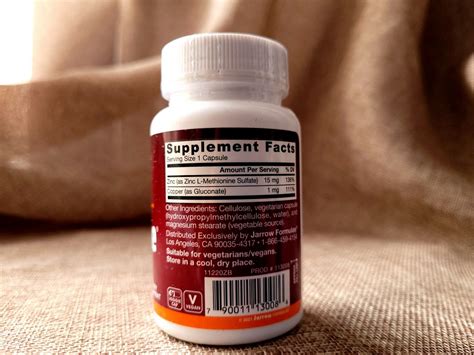 Jarrow Formulas, Zinc Balance, цинк и медь, 100 вегетарианских капсул ...