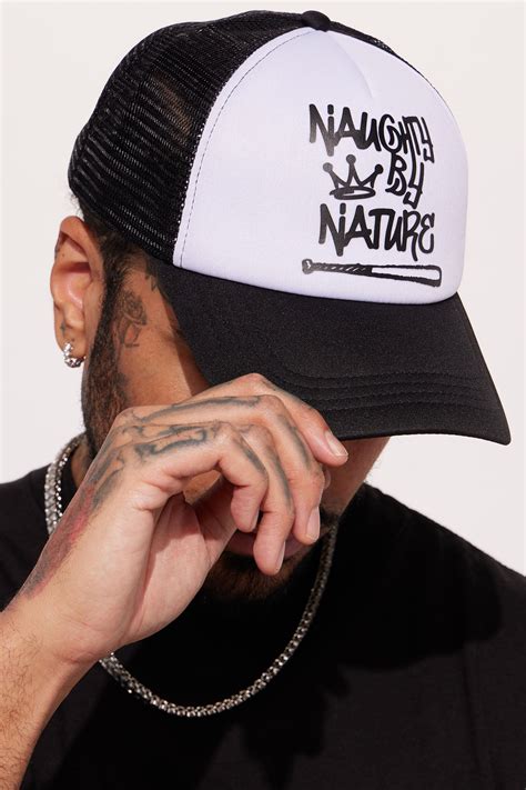 Naughty By Nature Trucker Hat - Black/White | Fashion Nova