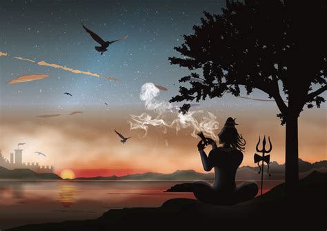 Shiva Smoking Chillum Hd Wallpaper