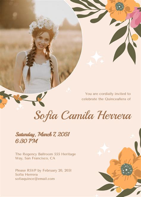 Free Quinceañera Invitation Templates, Editable and Printable