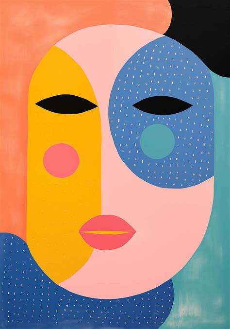 contemporary abstract poster vibrant geometric face design poster wall