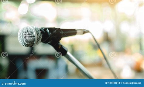 Microphone on a Stand Up Comedy Stage Stock Photo - Image of karaoke ...