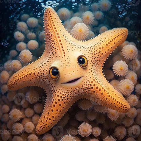 a beautiful starfish light orange color dreamy eye in sea 22311490 ...