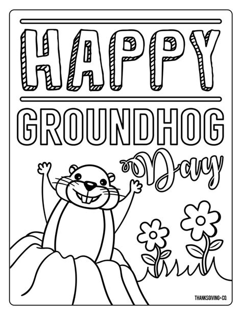 4 adorable Groundhog Day coloring pages for kids