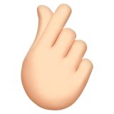 Hand with Index Finger and Thumb Crossed: Light Skin Tone Emoji 🫰🏻