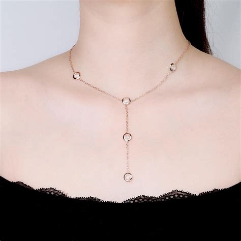 White Sapphire By the Yard 18 Rose Gold Vermeil Lariat Necklace | Jian