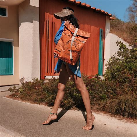 backpack sustainable backpack  orange black refished