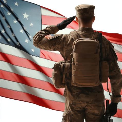 soldier saluting  flag  white background premium ai generated image