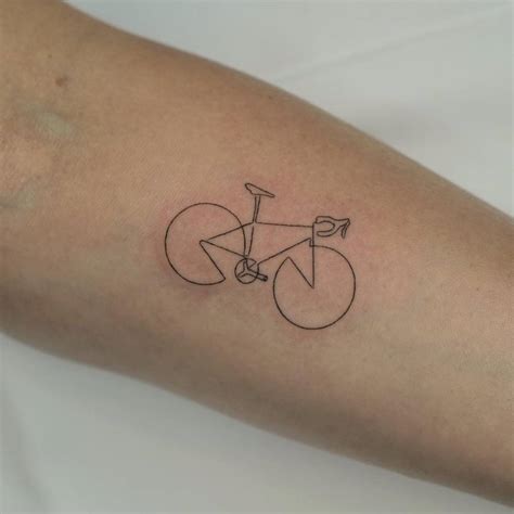 Continuous line bike tattoo located on the inner