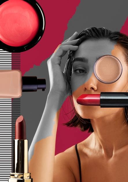 Premium Photo | Cheerful makeup collage design