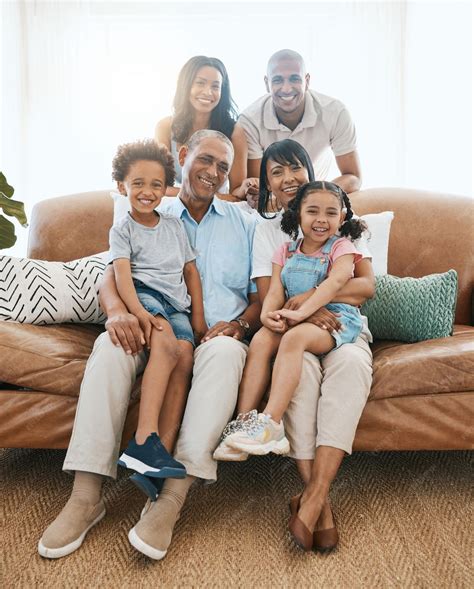 premium photo portrait happy  family   sofa relax  quality