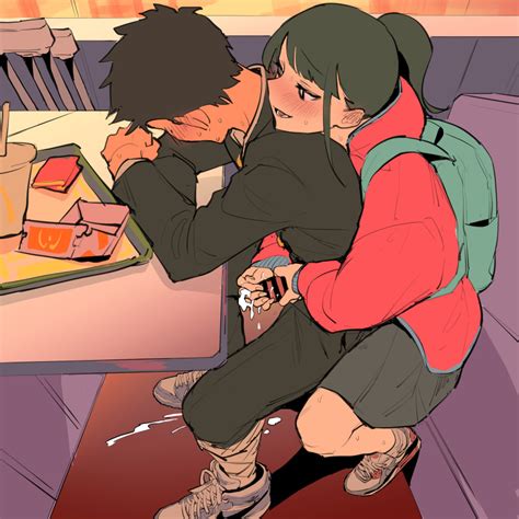 rule  boy girls assertive female backpack black hair blush