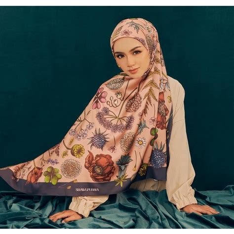 shawlpublika jasmine printed square tudung bawal tudung satin bawal