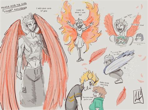 Sketches of Hawks with his hatchlings by LadyAdalicia on DeviantArt