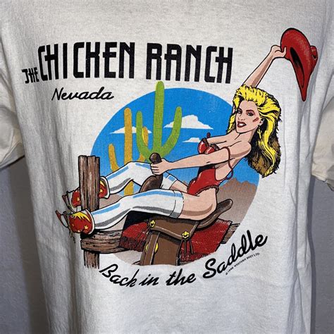 VINTAGE 1996 The Chicken Ranch NV T-Shirt Large Beige Brothel Western