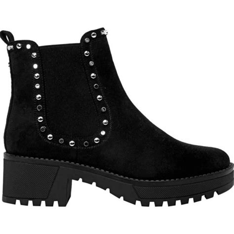 Bota para mujer, tipo Chelsea, con acabado ante y estoperoles, suela