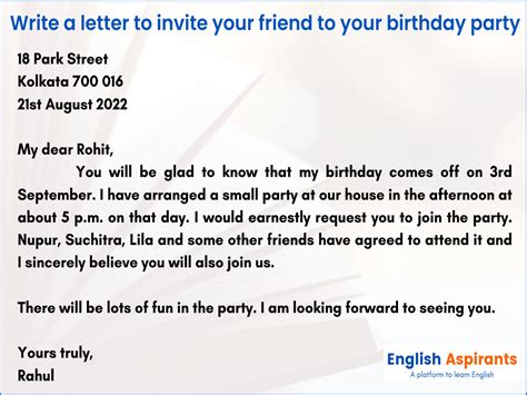 Birthday Party Invitation Email