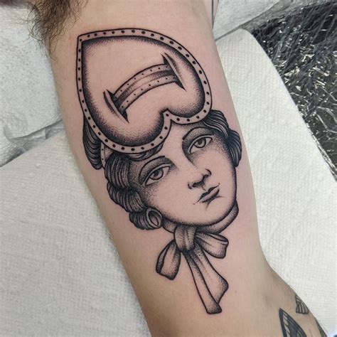 Traditional Queen Of Hearts Tattoo