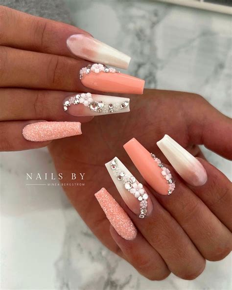 peach nail designs perfect   summer nail designs daily