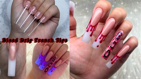 BLOOD DRIP HALLOWEEN NAILS + GLOW IN THE DARK FRENCH TIPS! MAKARTT ...