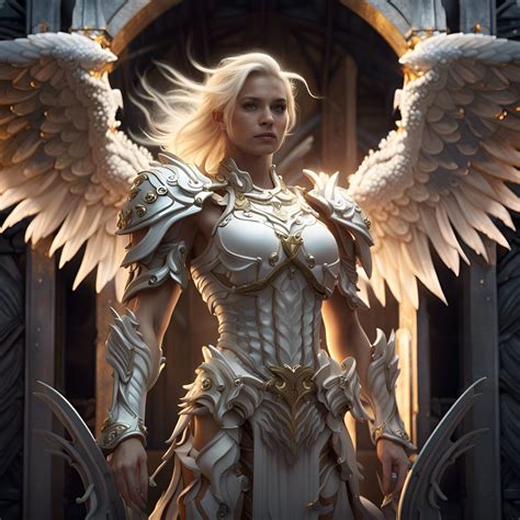 Beautiful Female Angel on gate of heaven - AI Generated Artwork